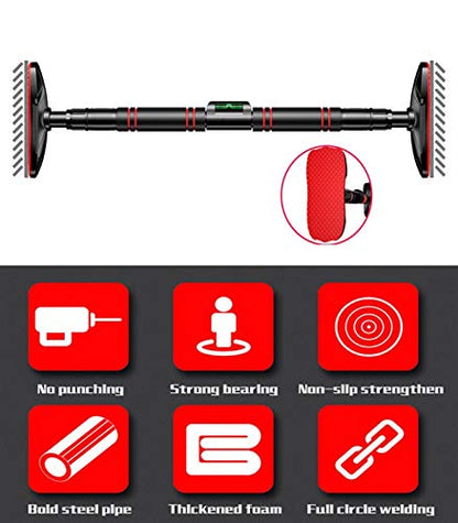 Chin Up Bar Pull-Up Bar On The Doorway, No Screws Wall-Mounted Fitness Bar, 70-140Cm Adjustable, Safe Load-Bearing 300Kg