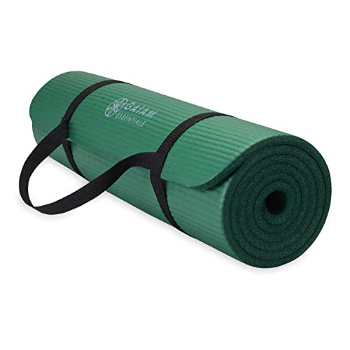 Gaiam Yoga Mat, Pilates & Exercise Mat, Thick Mat 2/5" (10mm) Workout Mat with Easy-Cinch Carrying Strap for Home & Gym Workouts - color: Green