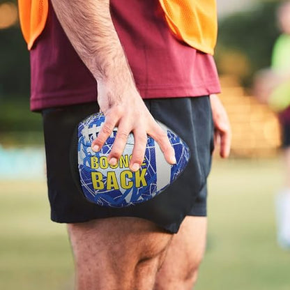 BOUNCEBACK Soft Leather Training Football, Youth Size & Official Size, Fatherless PU PassCatch Solo Enhancing Passing Catching(with Pump) - style: Graffiti Blue-Size 7