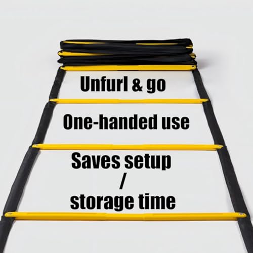 Tangle-Free Agility Ladder, 12 Fixed Rungs, 2 lb Heavy Duty, 18ft