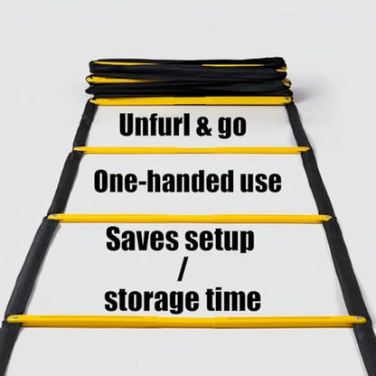 Tangle-Free Agility Ladder, 12 Fixed Rungs, 2 lb Heavy Duty, 18ft