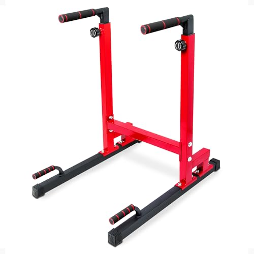 BalanceFrom Steel Frame Dip Station with Adjustable Height, 500 Pound Weight Capacity – Upper Body Workout Home Gym Equipment for Triceps, Push & Pull Ups, Leg Raises, and Bench Press