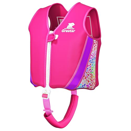 Kids Swim Vest Toddeler Floaties, Swim Floatation Jacket Training Vest for Boys Girls Age 2-9, Neoprene Swimming Aid with Adjustable Buoyancy & Safety Strap