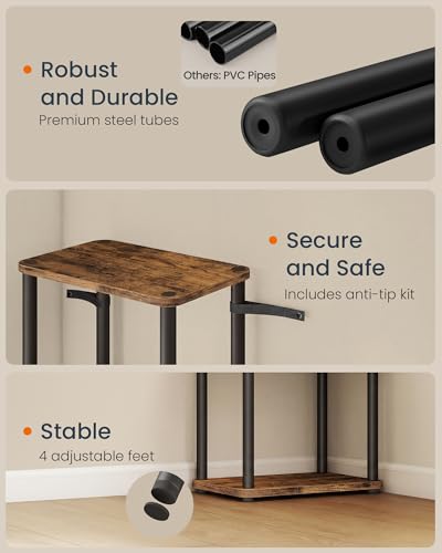 VASAGLE 4-Tier Shelf, Storage Shelves, Bookcase with Shelves, Living Room - color: Rustic Brown + Ink Black, size: 4 Tiers (23.6"W)
