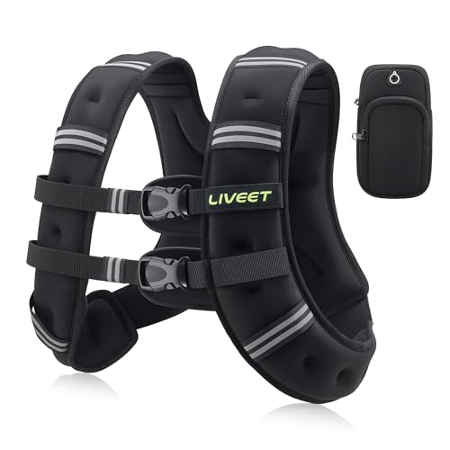Weighted Vest, Weighted Vest for Women Men, 5lb/10lb/15lb/20lb/25lb/30lb SGS Certified Weight Vest with Pocket Reflective Strips Adjustable Buckle Straps for Walking Running Strength Training Cardio Workout - size: 15lbs
