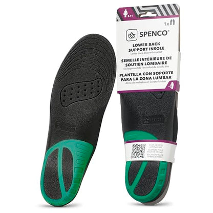 Spenco Lower Back Support Insole (FSA&HSA Eligible),Arch Support- Deep Heel Cupping - Breathability -Trim-to-Fit Sizing- Women's 5-11 - size: Women's 5-11