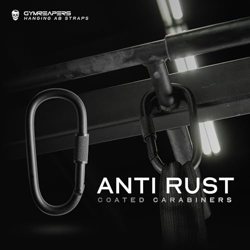 Gymreapers Hanging Ab Straps for Pull-Up Bar - Hang Bar Assist Strap & Strength Workout Equipment, Padded Adjustable Arm Supports with 2 Steel Carabiners for Leg Raises, Abdominal & Core Training