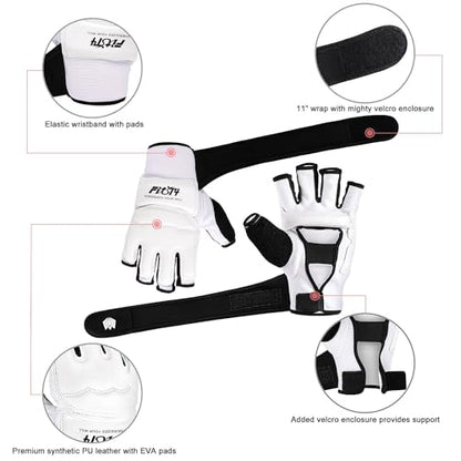 FitsT4 Sports Half Mitts MMA UFC Training Boxing Punch Bag Martial Arts Gloves - color: White, size: Small