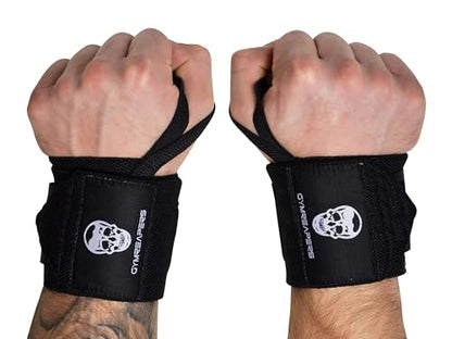 Gymreapers Weightlifting Wrist Wraps (IPF Approved) Professional Quality Wrist Support with Heavy Duty Thumb Loop - Best Wrap for Powerlifting Competition, Strength Training, Bodybuilding - color: Black