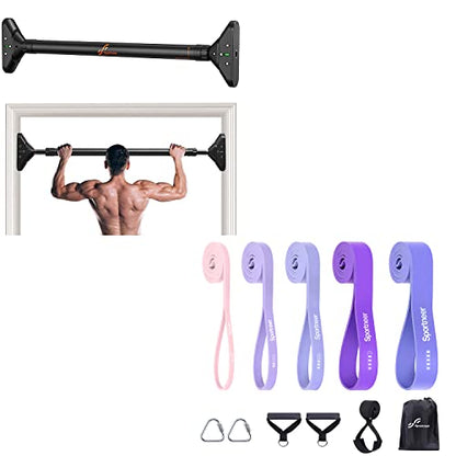 Sportneer Pull Up Bar Without Screws and 5 Levels Resistance Bands