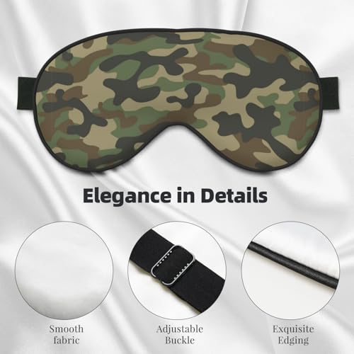 Green Camouflage Sleep Mask Eye Mask with Adjustable Strap Eye Sleep Shade Cover Blocks Light for Women Men Airplane Travel Nap - color: Green Camouflage