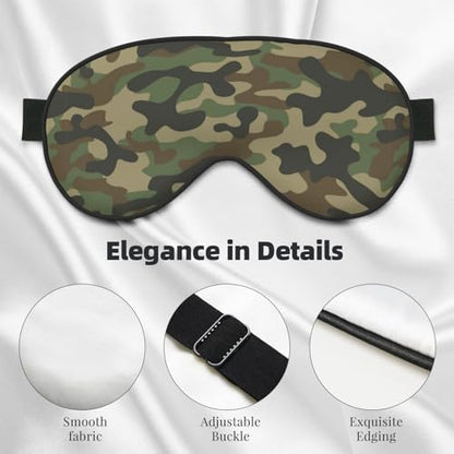Green Camouflage Sleep Mask Eye Mask with Adjustable Strap Eye Sleep Shade Cover Blocks Light for Women Men Airplane Travel Nap - color: Green Camouflage