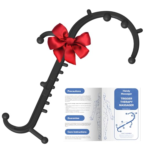 Deep Tissue Back & Neck Massager - Back Massager Stick for Pain Relief, Muscle Knot Remover, Trigger Point Massage Tool for Full Body, Shoulders, Legs - Pressure Point Massage Tool (Black) - color: Black
