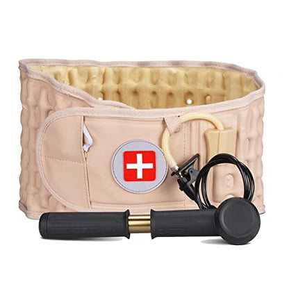 Decompression Back Belt, Inflatable Back Brace for Back Pain,Beige - color: Beige