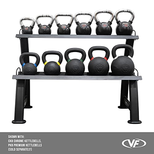 Valor Fitness 2-Tier Kettlebell Storage Rack – Heavy Duty Weight Holder, Organize Gym Equipment, 600 lb Max Weight Capacity for Dumbbells, Kettlebells & Fitness Gear Sports Equipment Organizer