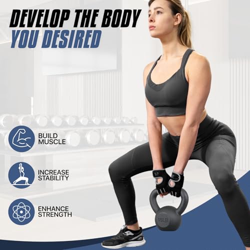 MADOG Kettlebell with Wide Handle, Made of Powder-Coated Solid Cast Iron