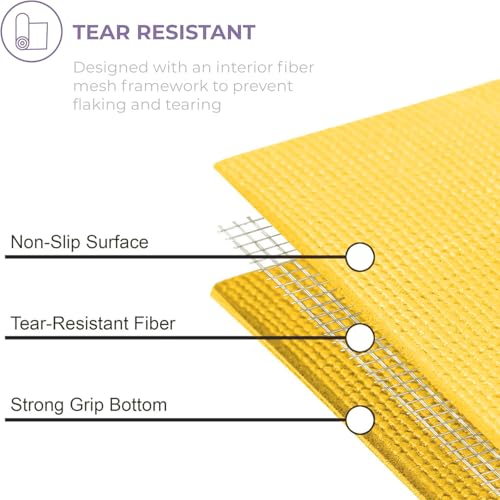 Voyage Yoga Mat, 6 Pack, 72" x 24" Professional Studio and Gym Bulk Yoga Mats, 5mm Thick, Durable, Anti-Tear, Non Slip Fitness and Exercise Mats - color: Yellow