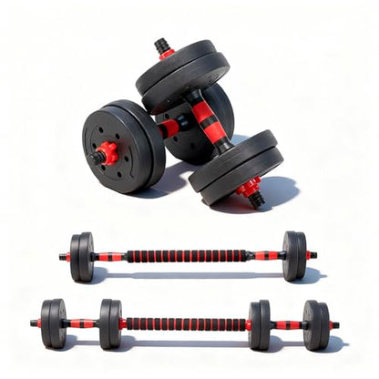 OLIXIS Adjustable Dumbbell Set, 4 IN 1 Changeable Dumbbells, Barbell, Kettlebells and Push Up Stand, Multi-Functional Exercise and Fitness for Home Gym
