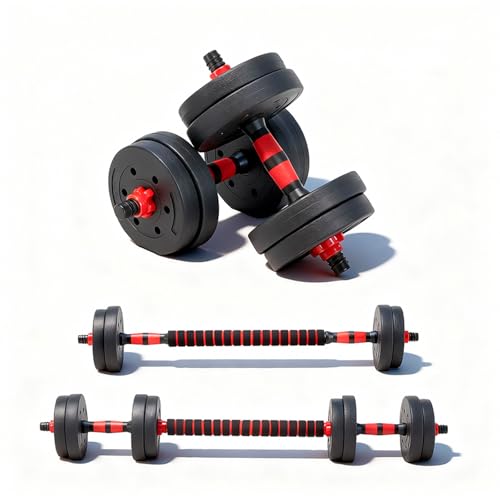OLIXIS Adjustable Dumbbell Set, 4 IN 1 Changeable Dumbbells, Barbell, Kettlebells and Push Up Stand, Multi-Functional Exercise and Fitness for Home Gym