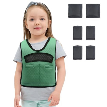 Weighted Vest for Kids Including 6 Removable Weights, (Medium, Ages 5 to 9) - color: Green, size: Medium