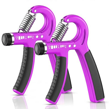 FitBeast Grip Strength Trainer 2 Pack – Adjustable Hand Grip Strengthener for Strength Training & Rehabilitation, 10-132 lbs Resistance Forearm Strengthener, Ideal for Athletes, Rehab, Office - color: Purple
