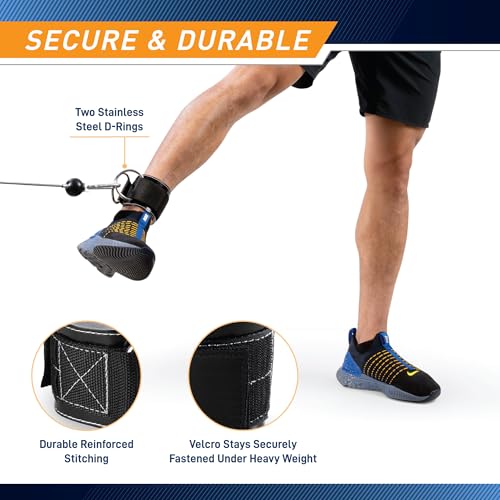 MARCY Apex Adjustable 3" Heavy-Duty PU Leather Ankle Cuff with Soft Lining – Cable Machine Attachment for Strength Training, Glute Workouts, and Lower Body Exercises for Men & Women