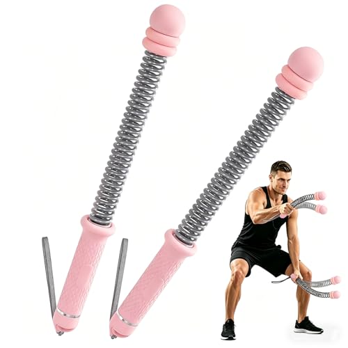 Adjustable Weighted Ropeless Battle Ropes – Portable Cordless Workout Ropes with Resistance Rings, All-Steel Springs & Non-Slip Handles for Home Gym, HIIT, Strength Training – Men & Women（Pink） - color: Pink