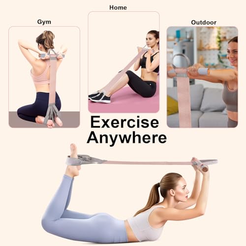 Fabric Resistance Band with Handles,Non-Slip Foot Pedal Puller for Strength Muscle Training,120lb Full-Body Fitness Band,Working Out Stretch Band Equipment for Leg Arm Chest Core Wrist Ankle