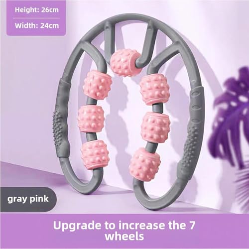 Qianly Muscle Roller for Legs Portable 7 Wheel Massage Roller Body Massager with Ergonomic Handles Manual Fitness Equipment for Home, Gray Purple - color: Gray Purple
