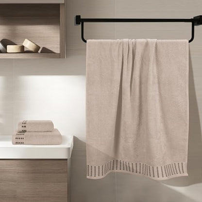 MALLONI HOME Ultra Soft 3 Pack Cotton Towel Set, Contains a Bath Towels 28x55 inch, a Hand Towels 16x24 inch & a Wash Coths 12x12 inch, Ideal Everyday use, Compact & Lightweight - Tan - color: Tan, size: 3 Pack Set