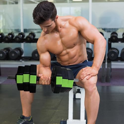 44LBS 4-in-1 Adjustable Dumbbell Kettlebell Set, Convertible to Barbell & Push-Up Stand, Soft Shoulder Pad Multi-Function Weight Set, Non-Slip Iron Handle Home Gym Full Body Strength Training Fitness Equipment for Men Women