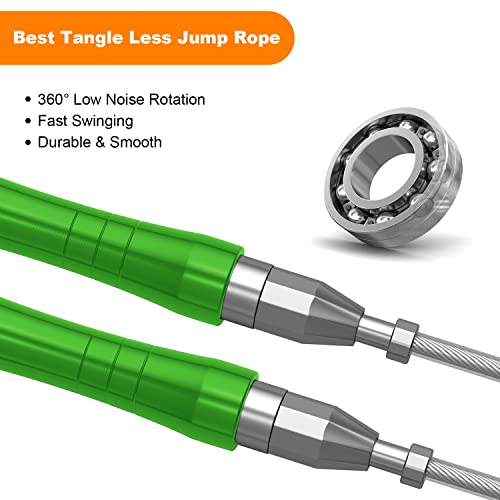 Jump Rope, High Speed Weighted Jump Rope - Premium Quality Tangle-Free - Self-Locking Screw-Free Design - Jump Ropes for Fitness - Skipping Rope for Workout Fitness, Crossfit & Home Exercises - color: Green
