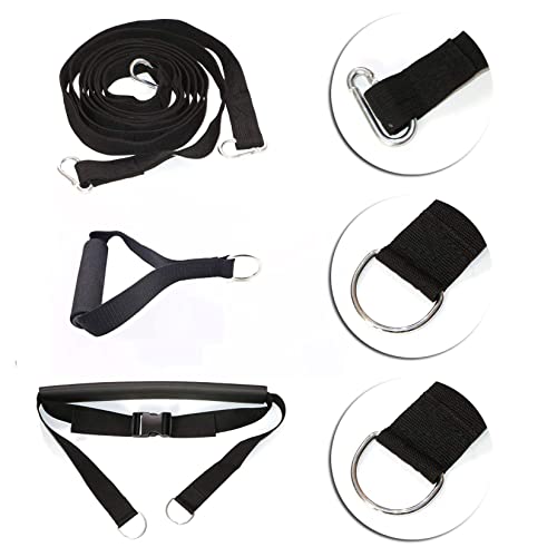 Exercise Resistance Fitness Bands Set Workout Equipment Double Endurance Weight Sled Harness Kits Sled Pulling Strap for Running Sprinting Resistance Speed Agility Training, Black - color: BACK-6.6FT