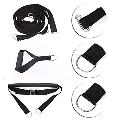 Exercise Resistance Fitness Bands Set Workout Equipment Double Endurance Weight Sled Harness Kits Sled Pulling Strap for Running Sprinting Resistance Speed Agility Training, Black - color: BACK-6.6FT