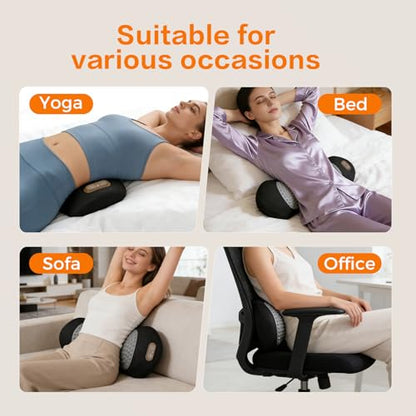 3-in-1 Electric Back Massager Pillow with Heat, Vibration and Traction, Triple Fusion Lumbar Support Massager for Bed or Chair, Designed for Daily Back Relaxation and Spine Support