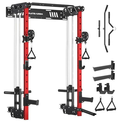 Power Cage, Squat Rack Home Gym, 2000LBs Capacity Wall Mounted Power Rack with Dual Crossover System, Includes 16 attachments for Home Gym - size: P67 Only Power Cage