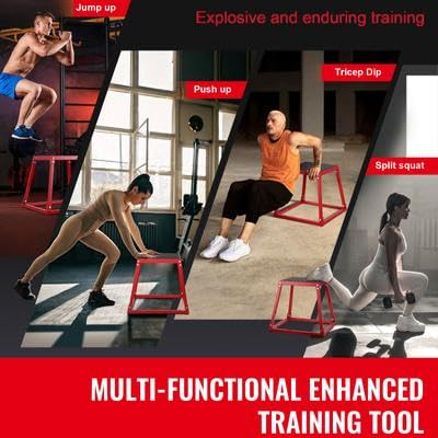 Happybuy 12/18/24/30 Inch Plyometric Jump Box Set, Anti-Slip Fitness Agility Step, Strength Training, Conditioning, Home Gym, Red