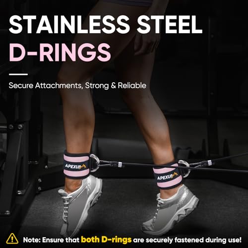 Ankle Strap for Cable Machine, Ankle Resistance Bands, Cable Kick Back Ankle Straps for Gym, Glute Workouts, Leg Extensions, Adjustable Straps with Neoprene Padding