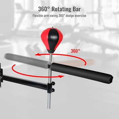 Wall Mount Spinning Bar with Punching Ball, MMA Boxing Speed Trainer Reflex Training Equipment for Kickboxing, Fitness and Stress Relief