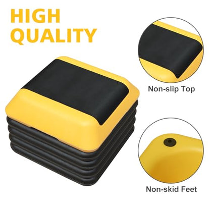 16" x 16" High Aerobic Step Aerobics Stepper Platform with 4 Risers, Exercise Workout Stepper, Home Gym Equipment, Fitness Step Platform, Adjustable Aerobic Stepper - color: Yellow