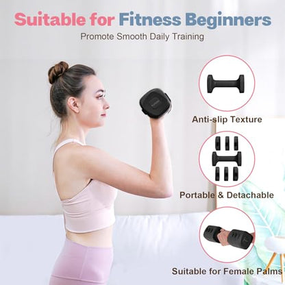 kisnbld Adjustable Dumbbell Set of 2, 4 in 1 Free Weights Dumbbells Set for Women with Fast Adjustment, Each 2lb 3lb 4lb 5lb Hand Weights Set for Home Gym & Outdoor Exercise Training - color: Black, style: Pair