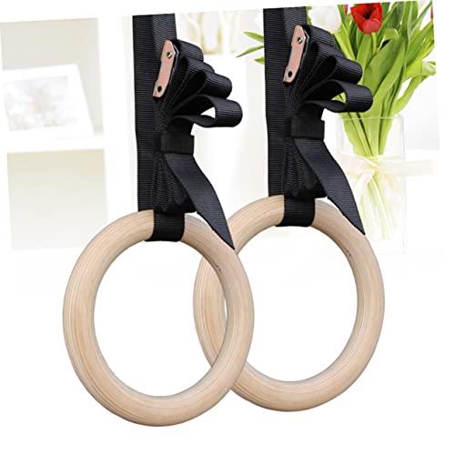 Garneck Gymnastic Rings Workout Rings Exercise Rings Fitness Ring Wooden - color: Multi