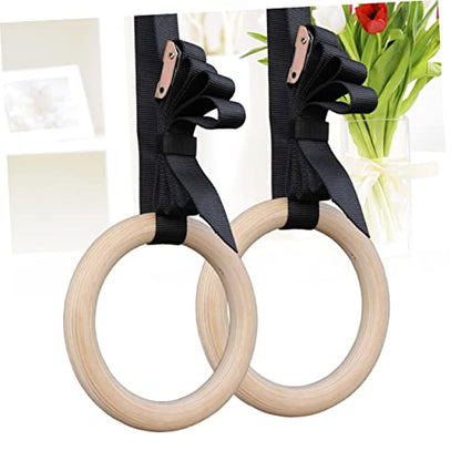 Garneck Gymnastic Rings Workout Rings Exercise Rings Fitness Ring Wooden - color: Multi