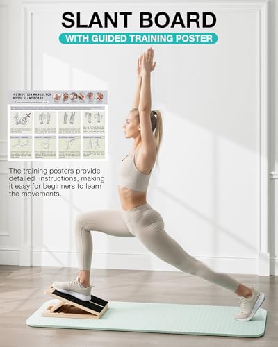 Slant Board for Calf-Stretching - Adjustable Wooden Incline Wedge for Squats and Balance, Portable Calf Stretcher for Ankle, Knee and Achilles Heel Support, Stretch & Rehab Kit - size: SLANT-STRETCH-KIT