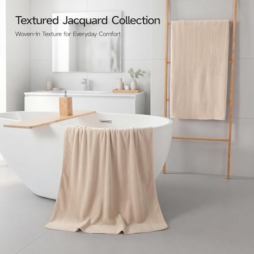 ecolook Microfiber Bath Towels Set of 2, 31 x 63 Inch Extra Large Bath Towel Set, Super Soft & Highly Absorbent, Quick Dry Lightweight Towels for Bathroom, Gym, Spa, Pool & Travel, Camel