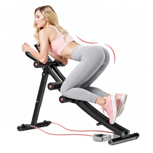 Dual Track Fitness Ab Machine Ab Cruncher, Adjustable Height Waist Trainer, Foldable Home Gym Equipment with 4 Adjustable Resistance Levels and Resistance Bands - size: Single Track