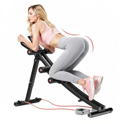 Dual Track Fitness Ab Machine Ab Cruncher, Adjustable Height Waist Trainer, Foldable Home Gym Equipment with 4 Adjustable Resistance Levels and Resistance Bands - size: Single Track