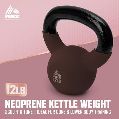 RBX Neoprene Kettlebell, Wide Handle, Iron Core, Flat Bottom, Great for All Fitness Levels