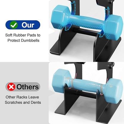 Dumbbell Rack Stand for Home Gym: Rack Only Holder for Dumbbells, Free Weights, 400LB Capacity Heavy-Duty Compact Storage Organizer