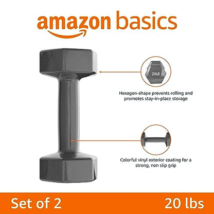 Amazon Basics Vinyl Coated Dumbbell Hand Weights - style: 20 Pounds, Pair